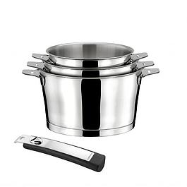 Série de 3 casseroles - CUISINOX - 16/18/20 cm inox avec poignée