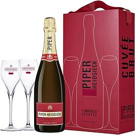 Coffret Champagne Piper Heidsieck Cuvée Brut et 2 flûtes