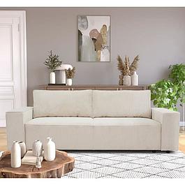 3-seater straight convertible sofa - beige corduroy - Storage box