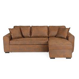 4-seater reversible convertible corner sofa - Vintage brown fabric