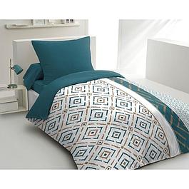 Parure de lit : housse de couette 140x200 cm + 1 taie d'oreiller 63x63 cm - Bleu canard