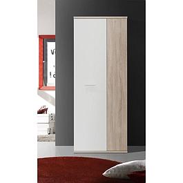 Armoire à chaussures - Style contemporain décor chêne sonoma et blanc mat