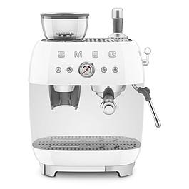Espresso coffee machine with white grinder - SMEG