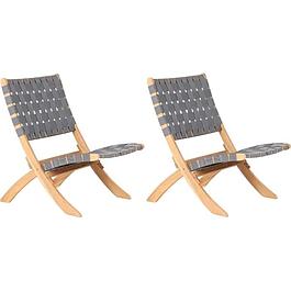 Ensemble de 2 fauteuils de jardin - en bois d'acacia FSC et corde - coloris gris