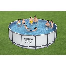 Kit Piscine hors sol tubulaire - BESTWAY - 457 x 122 cm - Ronde (Livrée avec pompe de filtration, échelle, bâche)