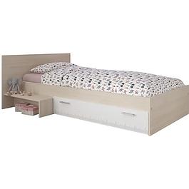 Lit enfant - PARISOT - l 90 x L 190 cm - Décor acacia et blanc tiroir