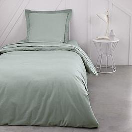 Housse de couette - 140 x 200 cm - 1 personne - 100% Coton uni - Celadon