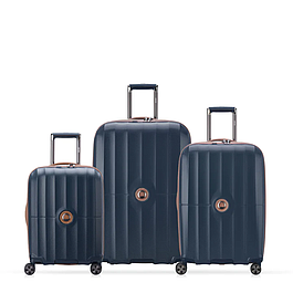 ENSEMBLE DE 3 VALISES SOUTE - DELSEY - 77 CM - 67 CM - 55 CM - BLEU MARINE