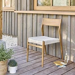 Chaise de jardin en teck et cordage beige