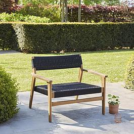 Fauteuil de jardin en teck et cordage noir