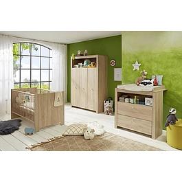 Chambre bébé Trio : Lit 70 x 140 cm + Commode à langer + Armoire - Chêne