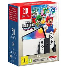 Console Nintendo Switch - Modele OLED - Blanc + Super Mario Bros. Wonder (Pré-installé) + 12 mois d'abonnement NSO (Code)