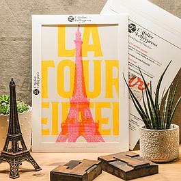 Affiche Letterpress Tour Eiffel