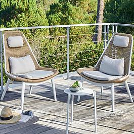 Duo chaises lounge - blanc écru - esprit bohème chic