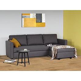 CANAPÉ D'ANGLE CONVERTIBLE RÉVERSIBLE 3 PLACES - TISSUS GRIS - L 222 x P 150 x H 86 cm