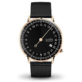 Montre 24 heures mixte or rose et noir GUSTAVE & CIE