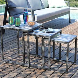 TRIO DE TABLES BASSES DE JARDIN FACON GIGOGNE