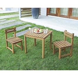 ENSEMBLE REPAS DE JARDIN POUR ENFANT -  1 TABLE & 2 CHAISES - BOIS